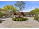 Expansive backyard with a water feature, lush landscaping, and multiple seating areas at 30406 N 116Th Ln, Peoria, AZ 85383