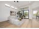 Bright and airy living room with expansive windows, modern furniture, and light wood floors at 32771 N 70Th St, Scottsdale, AZ 85266