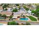 Stunning backyard featuring a refreshing pool, lush green lawn, and covered patio in a well-maintained neighborhood at 609 W Mcnair St, Chandler, AZ 85225