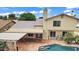 Aerial view of backyard with a pool, patio, and bar-b-que at 609 W Mcnair St, Chandler, AZ 85225