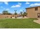 Lush backyard showcasing a well-maintained lawn, sparkling swimming pool, and mature landscaping at 609 W Mcnair St, Chandler, AZ 85225