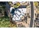 Aerial view of a home featuring a pool and landscaped backyard at 9726 E Hidden Green Dr, Scottsdale, AZ 85262