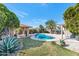 Beautiful backyard with a sparkling pool, patio, and lush landscaping, perfect for entertaining at 1313 W Glenmere Dr, Chandler, AZ 85224