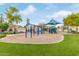 Well-maintained playground featuring slides and swing sets within a lush green community park at 4522 S Wildflower Pl, Chandler, AZ 85248