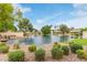 Scenic pond view with a fountain surrounded by lush landscaping, offering a serene community space at 4522 S Wildflower Pl, Chandler, AZ 85248