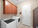 Convenient laundry room with modern washer and dryer, offering ample cabinet storage for laundry essentials at 4582 S Wildflower Pl, Chandler, AZ 85248