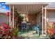 Charming covered patio with seating, greenery, and lighting, perfect for enjoying outdoor living at 5445 E Dallas St, Mesa, AZ 85205