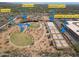 Aerial photograph displays the community park's pickleball, tennis, basketball courts, and playground at 7216 E Aurora --, Scottsdale, AZ 85266