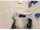 Linen closet with towels, laundry supplies, and closet shelves for organization at 1211 N Miller Rd # 213, Scottsdale, AZ 85257