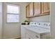 Functional laundry room with upper cabinets and a window for natural light at 2862 N 156Th Dr, Goodyear, AZ 85395