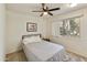 Cozy bedroom with a ceiling fan and carpet floors at 3324 S Juniper St, Tempe, AZ 85282