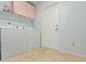The laundry room features a washer and dryer with a shelf and cabinet for storage at 1114 W Meseto Ave, Mesa, AZ 85210
