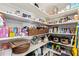 Walk-in pantry with stocked shelves, offering ample storage for food and household items at 12749 E Poinsettia Dr, Scottsdale, AZ 85259