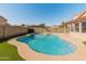 Sparkling backyard pool, surrounded by lush greenery and a block fence for privacy at 19412 N 77Th Ave, Glendale, AZ 85308
