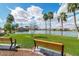 Scenic lake view with benches overlooking the water surrounded by lush landscaping and palm trees at 3830 E Lakewood Pkwy # 2162, Phoenix, AZ 85048