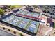 Aerial view of outdoor pickleball courts and covered seating area at 4932 S Verbena Ave, Gilbert, AZ 85298