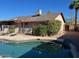 A relaxing backyard with a sparkling pool, comfortable lounge chairs, and lush landscaping at 637 E Kramer St, Mesa, AZ 85203