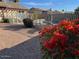 Landscaped backyard featuring flowering bushes, gravel cover, and fenced in pool at 637 E Kramer St, Mesa, AZ 85203