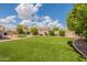 Large backyard featuring artificial turf, desert landscaping, and a secure privacy wall at 1919 S Granite St, Gilbert, AZ 85295