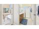 Bright bathroom featuring a glass enclosed shower, single vanity and access to the patio at 28942 N Lazurite Way, San Tan Valley, AZ 85143
