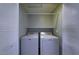 Efficient laundry closet featuring a modern washer and dryer set and a useful built-in storage shelf at 4020 E Laurel Ln, Phoenix, AZ 85028