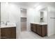 Bathroom showcasing dual sinks, wood cabinets, and a walk-in closet at 7433 W Buckhorn Trl, Peoria, AZ 85383