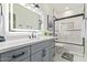 Modern bathroom featuring large vanity, LED mirror, and a shower/tub combo at 8989 N Gainey Center Dr # 231, Scottsdale, AZ 85258