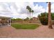 Expansive backyard with lush green lawn, mature trees, gravel accents, and a covered patio area at 1150 E Tyson St, Chandler, AZ 85225