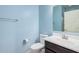 Bright bathroom featuring a modern vanity, toilet, and mirror, creating a clean and functional space at 15573 W Laurel Ln, Surprise, AZ 85379