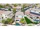 Aerial view of the property showcasing the backyard pool, covered patio, and well-maintained landscaping at 2850 N 152Nd Ln, Goodyear, AZ 85395