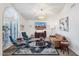 Bright living room featuring desert views, vaulted ceiling, and modern decor at 10484 E Mission Ln, Scottsdale, AZ 85258