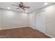 Bedroom with wood floors, a ceiling fan, recessed lighting, and a sliding door closet at 1403 W Wood Dr, Phoenix, AZ 85029