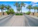 Welcoming community entrance featuring palm trees, manicured landscaping, and a brick-paved road at 14539 W Becker Ln, Surprise, AZ 85379
