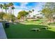 Community recreation space featuring cornhole games on a green, grassy lawn with tall palm trees at 2722 N 155Th Dr, Goodyear, AZ 85395