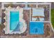 Aerial shot of the community pool, splash pad, playground, picnic area, and basketball court at 4140 E Caitlin Dr, San Tan Valley, AZ 85140