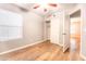 Bedroom showcasing flooring, neutral walls, a ceiling fan, and closet at 910 W Redondo Dr, Gilbert, AZ 85233