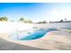 Private pool area with ample patio space and a white concrete wall in the background at 1633 E Wesleyan E Dr, Tempe, AZ 85282