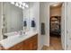 Bathroom featuring a vanity with a large mirror, and a walk-in closet for storage at 20289 N 259Th Ave, Buckeye, AZ 85396