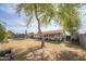 Large backyard with grass, trampoline and covered patio at 402 W Mohawk Ln, Phoenix, AZ 85027