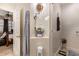 Updated bathroom features a decorative display niche near walk in shower at 5450 E Mclellan Rd # 150, Mesa, AZ 85205