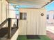 A convenient storage shed located near the home, providing extra space for tools and outdoor equipment at 9333 E University Dr # 184, Mesa, AZ 85207