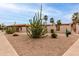 An exterior shot showcasing lush desert landscaping with cacti and palm trees at 1440 N Idaho Rd # 2053, Apache Junction, AZ 85119