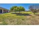Expansive backyard featuring lush green grass and trees, providing a serene and private outdoor space at 19535 E Via De Olivos Rd, Queen Creek, AZ 85142