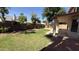 A spacious backyard features a well-maintained lawn and lush perimeter landscaping at 7009 W Taro Ln, Glendale, AZ 85308