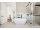 Relaxing bathroom with modern tub and shower, plus sleek minimalist design at 7670 E Sierra Vista Dr, Scottsdale, AZ 85250