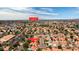 Neighborhood aerial view featuring Val Vista Lakes Clubhouse, waterways and well-maintained residential streets at 1110 N Gull Haven Ct, Gilbert, AZ 85234