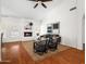 Bright living room with a cozy fireplace, modern decor, and comfortable seating at 1110 N Gull Haven Ct, Gilbert, AZ 85234