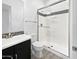 Modern bathroom with new sink, counter, and large glass shower at 20075 E Kestrel St, Queen Creek, AZ 85142
