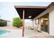 View of the outdoor patio area with the pool and backyard at 2738 E Libby St, Phoenix, AZ 85032
