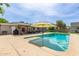 Private backyard pool and patio area, complete with an umbrella, perfect for enjoying sunny days at 4208 E Windsor Ave, Phoenix, AZ 85008